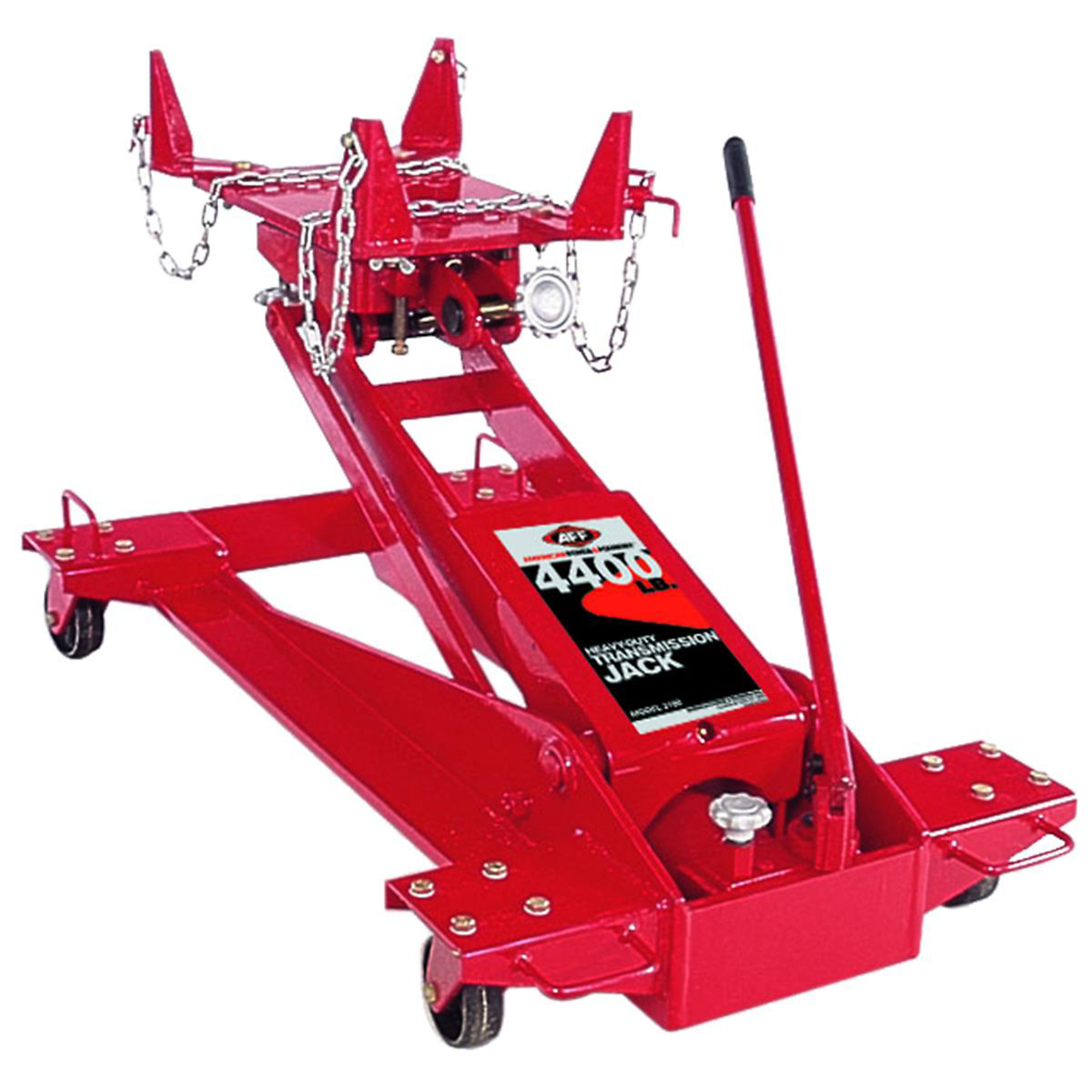 American Forge & Foundry Hydraulic Floor Transmission Jack — 4,400-Lb. Capacity, 8.5in. to 34in. Height, Tool Trays, Heavy-Duty, Model# INT3180A